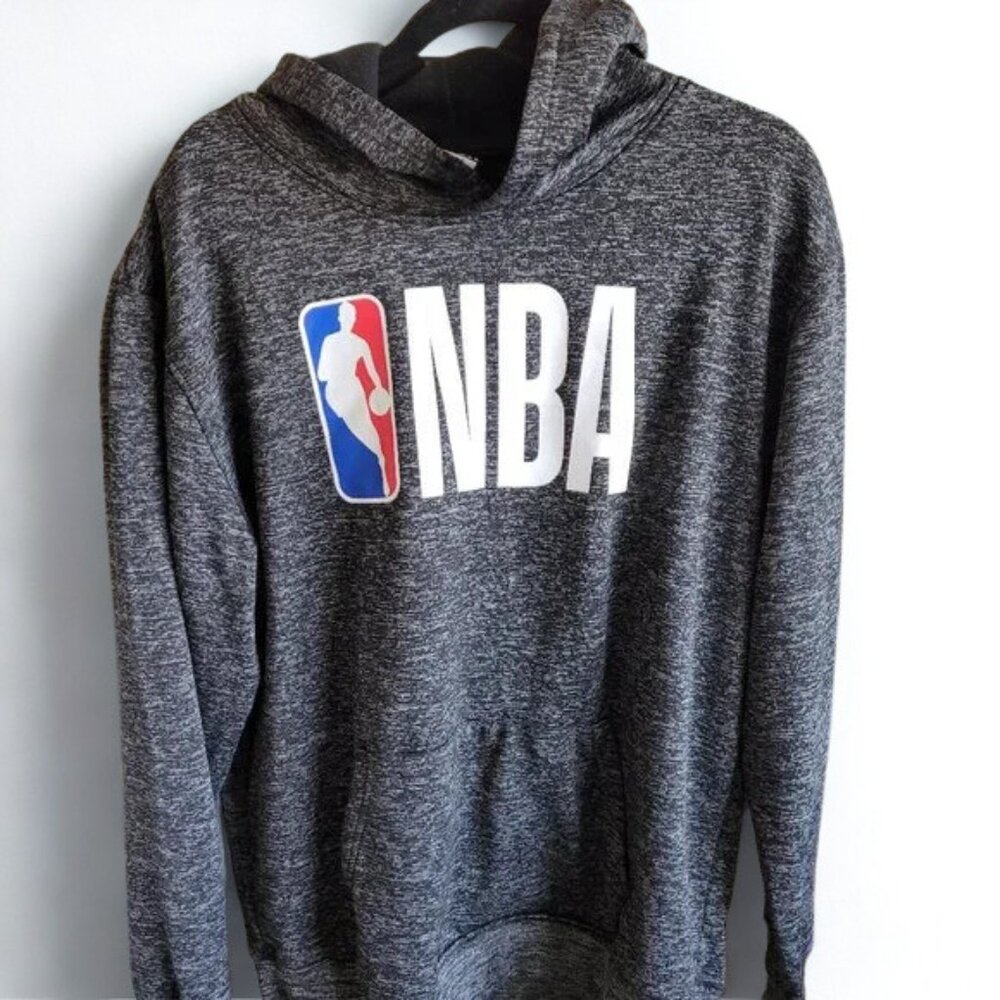 NBA Basketball Hoodie Soft Gray Heather Black Sweatshirt with Hood